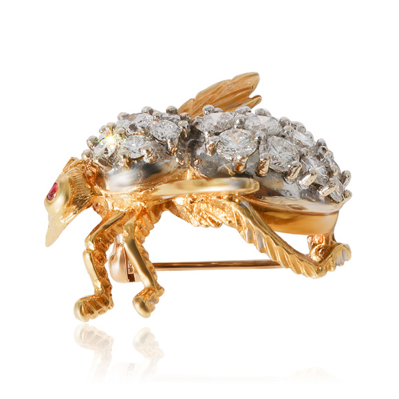 Herbert Rosenthal Diamond Brooch in 18k White Gold/Yellow Gold 0.69 CTW - Picture 3 of 3